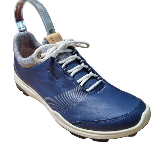 Ecco Biom Gore Tex Blue Leather Lace Up Golf Shoes Women's Size 9 Extra Width - Picture 1 of 15